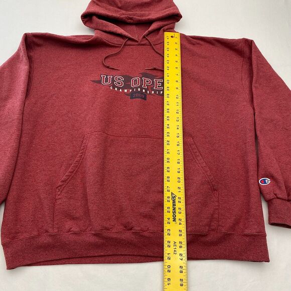 Champion US Open Hoodie Sweatshirt Red 2009 Championship Tennis Sporty Mens 2XL - Picture 5 of 10